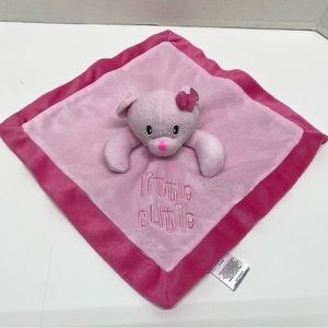 Mini Bean Little Cutie Baby Bear Lovey Security Blanket Pink Satin Trim & Back
